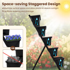5-Tier Vertical Raised Garden Bed with Wheels for Backyard