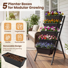 5-Tier Vertical Raised Garden Bed with Drainage Holes for Patio