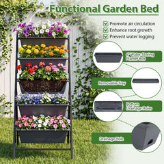 5-Tier Vertical Raised Garden Bed with Drainage System and Removable Trays for Vegetables-Black