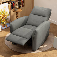 Power Recliner Chair, Dyed Fabric (Like Leathaire) Upholstered Recliner Chair with USB Ports, Footrest, Beige