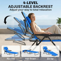 Folding Lounge Chair w/ Reclining Back, Cream White