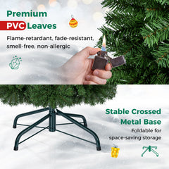 5 FT Unlit Hinged Artificial Christmas Tree with 519 Full PVC Branch Tips and Folding Metal Base
