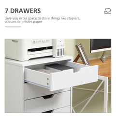 7-drawer Vertical File Cabinet for Home Office, Storage Cabinet with Wheels, 18.7"x15.6"x35.4", Black