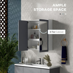 Bathroom Mirror Cabinet, Wall Mounted Medicine Cabinet with Mirror, Double Doors and Adjustable Shelves, White