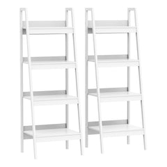 Set of 2, 4 Tier Ladder Shelf Bookcase, Multi-Use Display Rack, Storage Shelving Unit Display Stand, Flower Plant Stand, Home Office Furniture, Black