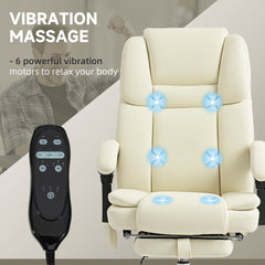 Massage Office Chair, Reclining Executive Office Chair with 6-Point Vibration, Footrest and High Back, Black