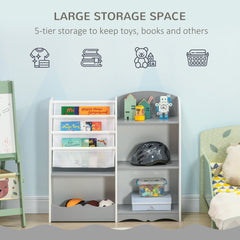 Kids Toy Storage Organizer Shelf, Children Bookshelf for Bedroom, Playroom, Nursery, Grey