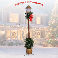 6.1 Feet Christmas Pre-lit Street Lamp with Artificial Greenery and Snow-flocked Branch Tips-Yellow