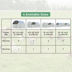 6.2 Feet/12.5 Feet/19 FeetLarge Metal Chicken Coop Outdoor Galvanized Dome Cage with Cover-M