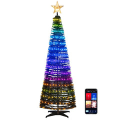 6.2 FT Pop-Up Lighted Christmas Tree with 282 RGB LEDs, Star Topper and Ground Stakes