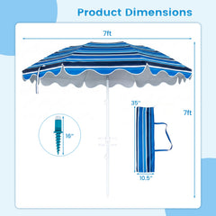 6.5 FT Beach Umbrella UPF 50+ with Sand Anchor for Garden Pool Backyard-Navy