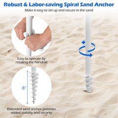 6.5 FT Beach Umbrella with Fringe Outdoor Tassel Umbrella with Push Button Tilt-Navy