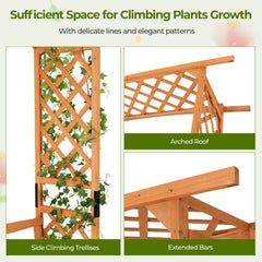 6.5 FT Tall Patio Garden Arbor with Pergola and 2-Seat Bench for Garden Backyard Decoration-Yellow