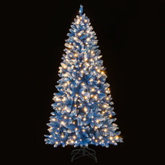 6 FT Blue Snowy Artificial Christmas Tree with 767 Frosted Tips and 270 Warm White LEDs