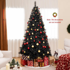 8 FT Black Artificial Halloween and Christmas Tree with 860 Tips and 450 Cool White LEDs