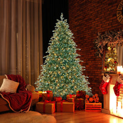 7 FT Pre-Lit Christmas Tree with 846 Tips, 69 Pine Cones and 340 Warm White LEDs with 8 Modes