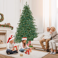 7 FT Pre-Lit Christmas Tree with 846 Tips, 69 Pine Cones and 340 Warm White LEDs with 8 Modes