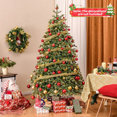 7 FT Pre-Lit Christmas Tree with 846 Tips, 69 Pine Cones and 340 Warm White LEDs with 8 Modes