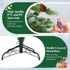 7 FT Pre-Lit Christmas Tree with 846 Tips, 69 Pine Cones and 340 Warm White LEDs with 8 Modes