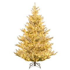 7 FT Pre-Lit Snow Flocked Christmas Tree with 1074 Tips, 450 Warm White LEDs and 13 Lighting Modes