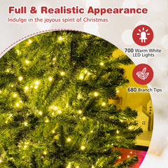 6 FT Pre-Lit Christmas Tree with 700 Warm White LEDs, Remote, Timer and 4 Brightness Levels