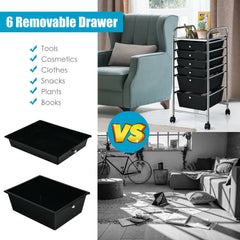 6 Drawers Rolling Storage Cart Organizer-Black