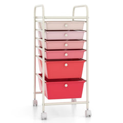 6 Drawers Rolling Storage Cart Organizer-Pink