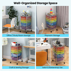6 Drawers Rolling Storage Cart Organizer-Transparent Multicolor