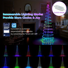 6 FT Light Up Spiral Christmas Tree with 135 LEDs, Star Topper, App Control and Ground Stakes