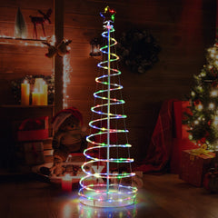 6 FT Light Up Spiral Christmas Tree with 135 LEDs, Star Topper, App Control and Ground Stakes