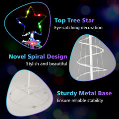 6 FT Light Up Spiral Christmas Tree with 135 LEDs, Star Topper, App Control and Ground Stakes