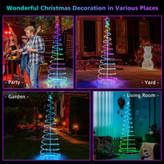 6 FT Light Up Spiral Christmas Tree with 135 LEDs, Star Topper, App Control and Ground Stakes