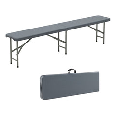 6 Feet Plastic Folding Bench Portable Seat with Handle and Lock-Gray