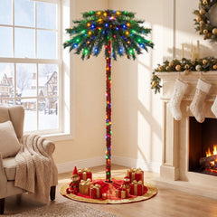 6 FT Pre-Lit Tropical Christmas Palm Tree with 210 Four Colour LEDs and Metal Plate Base