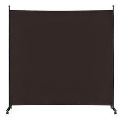 6 Feet Single Panel Rolling Room Divider with Smooth Wheels-Brown