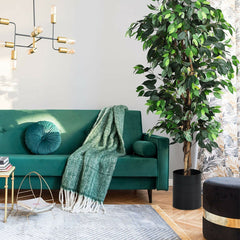71 Inch Artificial Ficus Tree, 1008 Leaf Silk Ficus with Rattan Bound Trunks