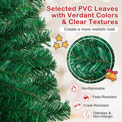 6 FT Unlit Hinged Artificial Christmas Tree with 650 PVC Tips and a Solid Metal Stand