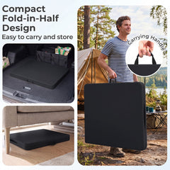 6 FT Plastic Fold-in-Half Camping Table-Black