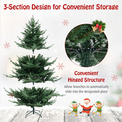 6 FT Pre-Lit Hinged Christmas Tree with 778 PVC and PE Tips, 240 Warm White LEDs and 8 Modes