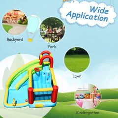 6-in-1 Inflatable Bounce House with Trampoline, Climbing Wall and Blower Included