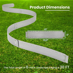 6-Pack 20 FT Galvanized Metal Landscape Edging for Lawn Yard(Patented)