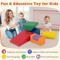 6 Pieces Foam Climbing Blocks Indoor Climb and Crawl Activity Playset with Rectangles-Orange