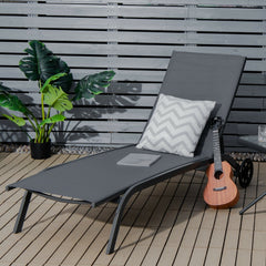 Sling Chaise Recliner on Wheels with Quick Drying Fabric, Gray