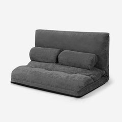 6-Position Adjustable Sleeper Lounge Couch with 2 Pillows-Gray
