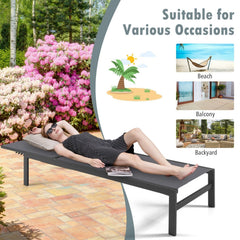 Aluminium Chaise Lounge with Sling Seat and Flat Reclining Back, Gray