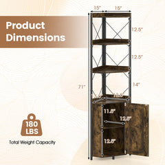 6-Tier 71 inches Tall Freestanding Bookshelf with Cabinet and Metal Frame-Black