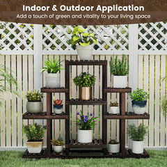 6-Tier Flower Wood Stand Plant Display Rack Storage Shelf