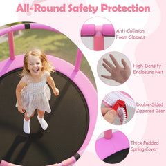 60 inch 6-in-1 Kids Toddler Trampoline with Gymnastics Bar-Purple