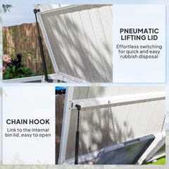 41 Cu. Ft. Outdoor Storage Shed, Outdoor Horizontal Trash Can Storage with Chain Lid, Lockable Storage Box, Grey