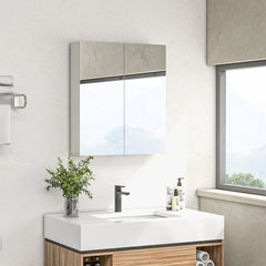 Wall Mounted Mirror Cabinet, Bathroom Medicine Cabinet with Mirror, 2 Doors, Adjustable Shelf and Soft Close Mechanism